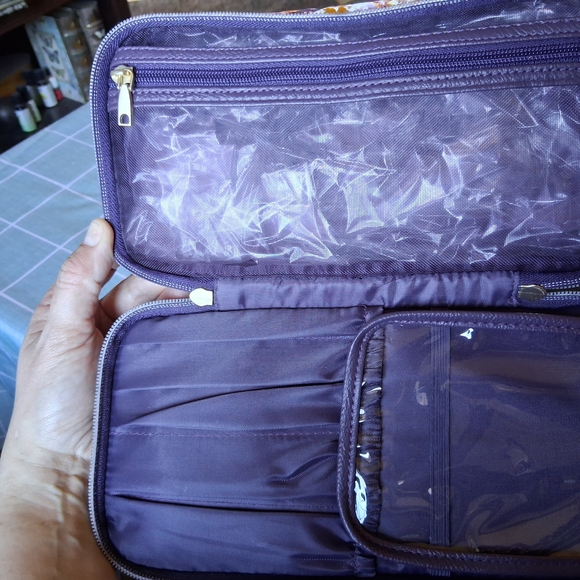 Bnwt Sonia Kashuk Multicolor Floral W Gold Sheen W/Brush Organize Cosmetic Case - Picture 5 of 11